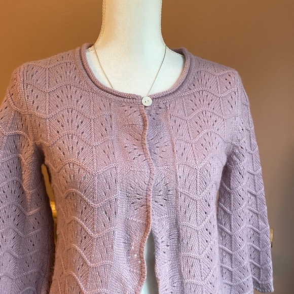 Tweeds Lavender pointelle knitted sweater M - Picture 2 of 4